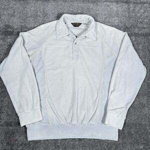 Vintage Sears Sportswear Shirt Men's Large‎ Gray Velvet Velour Long Sleeve Polo